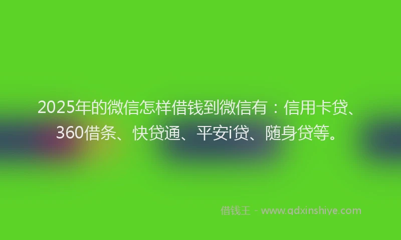 2025年的微信怎样借钱到微信有：信用卡贷、360借条、快贷通、平安i贷、随身贷等。