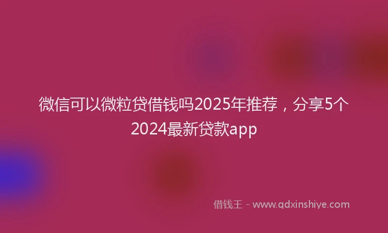 微信可以微粒贷借钱吗2025年推荐，分享5个2024最新贷款app