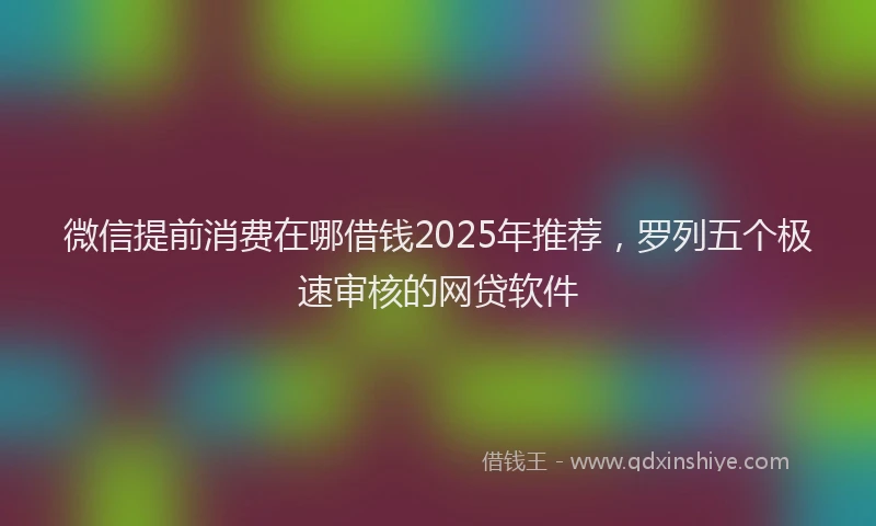 微信提前消费在哪借钱2025年推荐，罗列五个极速审核的网贷软件