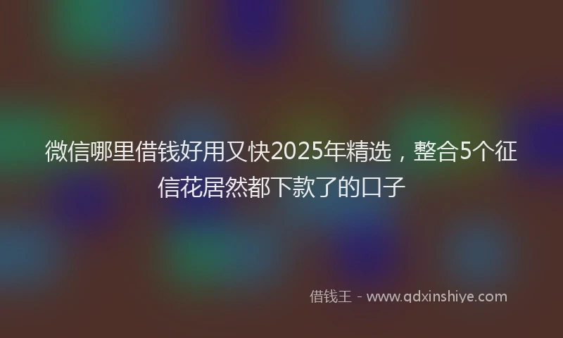微信哪里借钱好用又快2025年精选，整合5个征信花居然都下款了的口子