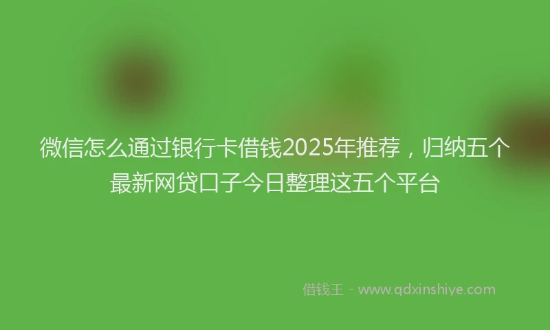 微信怎么通过银行卡借钱2025年推荐，归纳五个最新网贷口子今日整理这五个平台