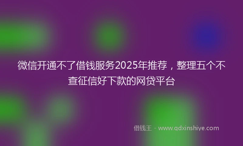 微信开通不了借钱服务2025年推荐，整理五个不查征信好下款的网贷平台