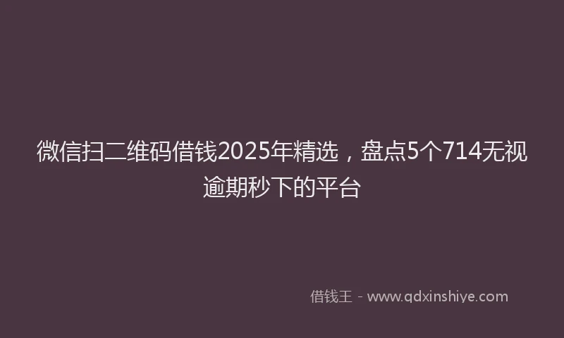 微信扫二维码借钱2025年精选，盘点5个714无视逾期秒下的平台