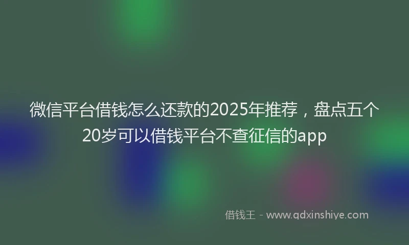微信平台借钱怎么还款的2025年推荐，盘点五个20岁可以借钱平台不查征信的app