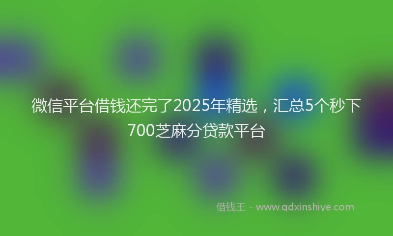 微信平台借钱还完了2025年精选，汇总5个秒下700芝麻分贷款平台