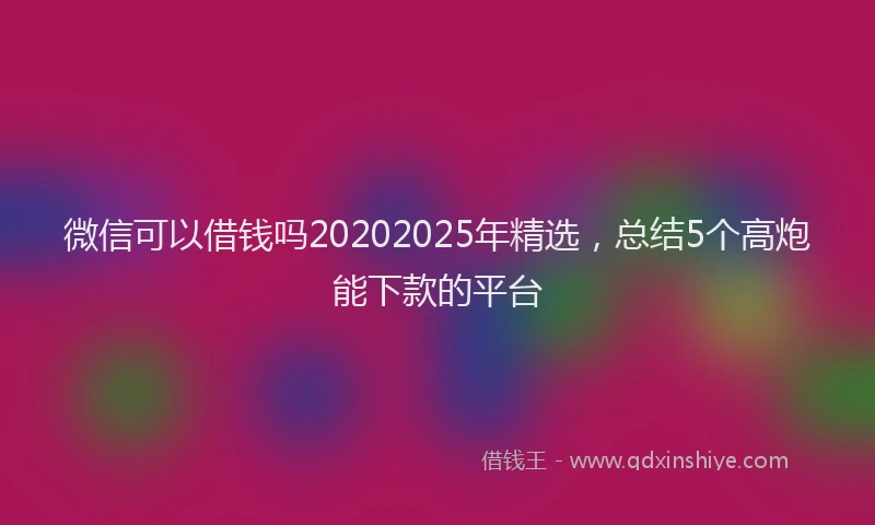 微信可以借钱吗20202025年精选，总结5个高炮能下款的平台