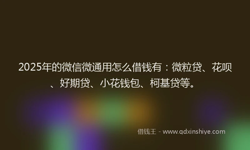 2025年的微信微通用怎么借钱有：微粒贷、花呗、好期贷、小花钱包、柯基贷等。