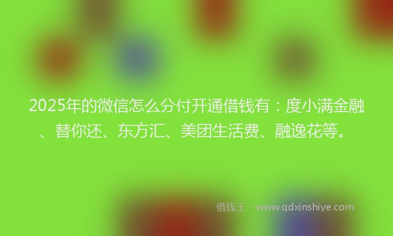 2025年的微信怎么分付开通借钱有：度小满金融、替你还、东方汇、美团生活费、融逸花等。