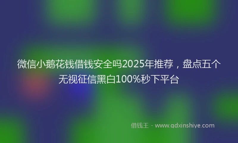 微信小鹅花钱借钱安全吗2025年推荐，盘点五个无视征信黑白100%秒下平台