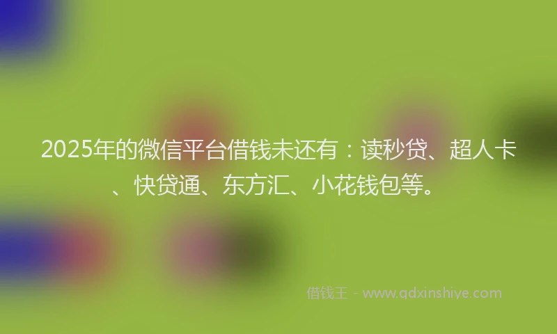 2025年的微信平台借钱未还有：读秒贷、超人卡、快贷通、东方汇、小花钱包等。