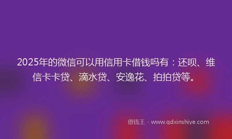 2025年的微信可以用信用卡借钱吗有：还呗、维信卡卡贷、滴水贷、安逸花、拍拍贷等。