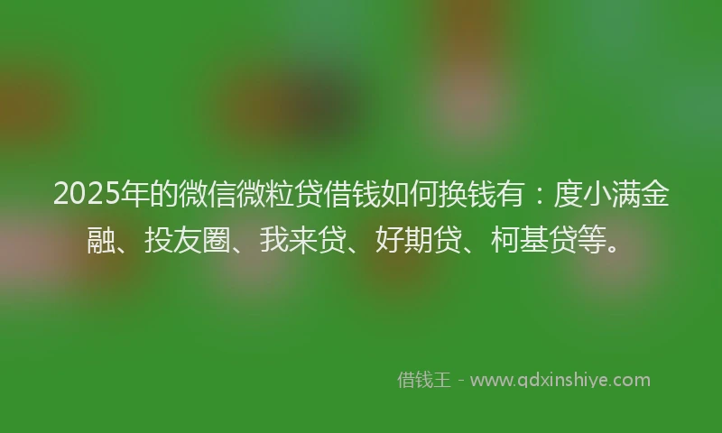 2025年的微信微粒贷借钱如何换钱有：度小满金融、投友圈、我来贷、好期贷、柯基贷等。