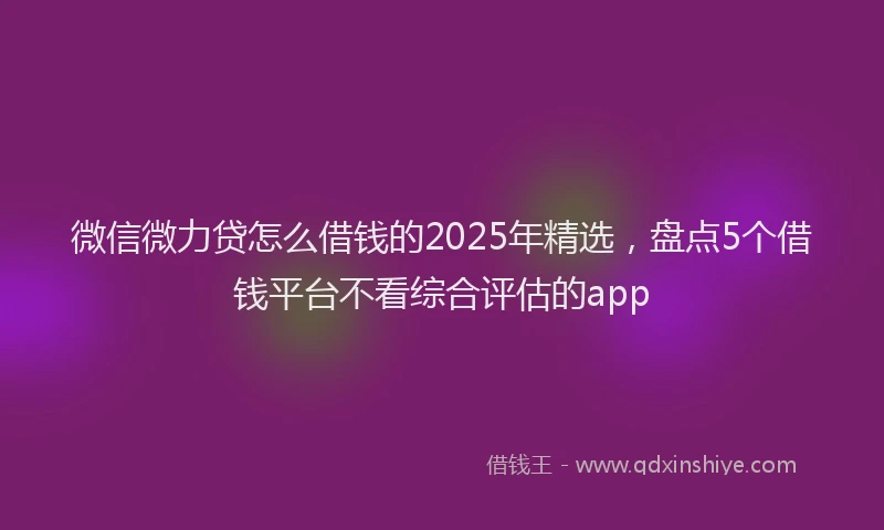 微信微力贷怎么借钱的2025年精选，盘点5个借钱平台不看综合评估的app