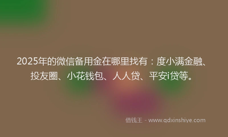 2025年的微信备用金在哪里找有：度小满金融、投友圈、小花钱包、人人贷、平安i贷等。