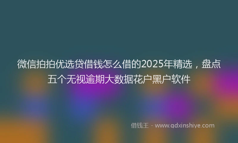 微信拍拍优选贷借钱怎么借的2025年精选，盘点五个无视逾期大数据花户黑户软件