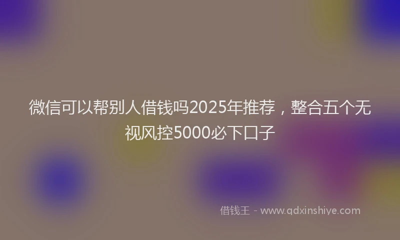 微信可以帮别人借钱吗2025年推荐，整合五个无视风控5000必下口子