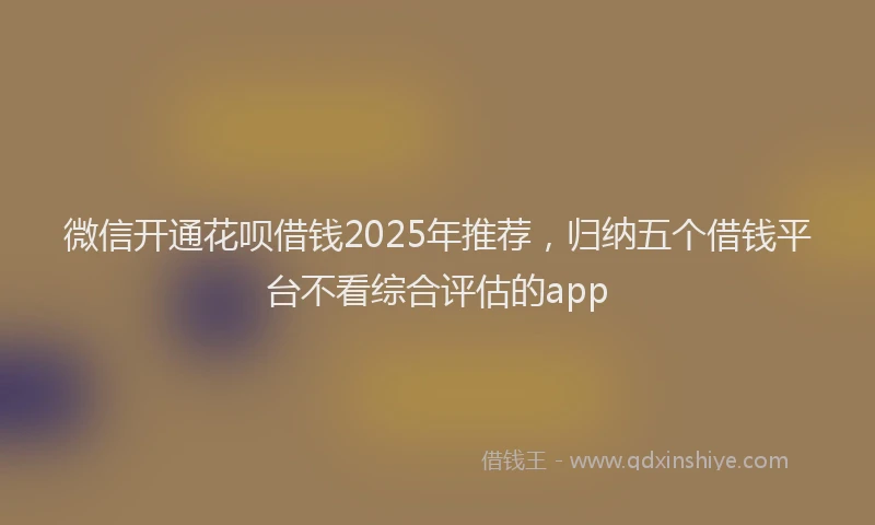 微信开通花呗借钱2025年推荐，归纳五个借钱平台不看综合评估的app