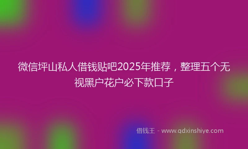 微信坪山私人借钱贴吧2025年推荐，整理五个无视黑户花户必下款口子