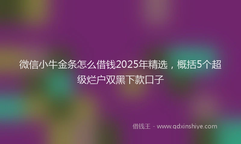 微信小牛金条怎么借钱2025年精选，概括5个超级烂户双黑下款口子