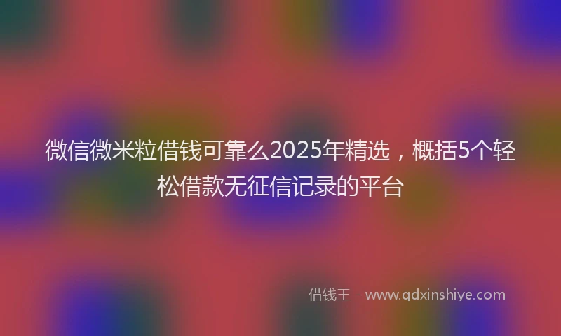 微信微米粒借钱可靠么2025年精选，概括5个轻松借款无征信记录的平台