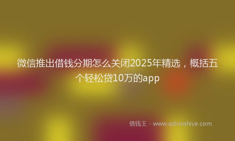 微信推出借钱分期怎么关闭2025年精选，概括五个轻松贷10万的app