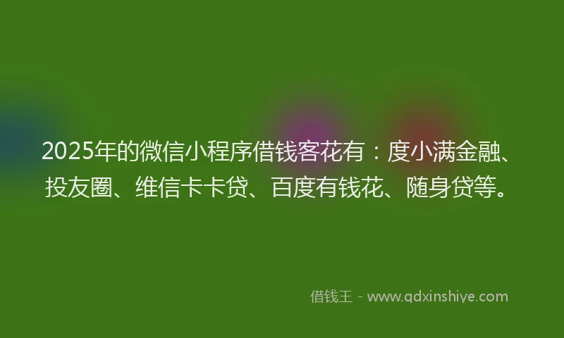 2025年的微信小程序借钱客花有：度小满金融、投友圈、维信卡卡贷、百度有钱花、随身贷等。