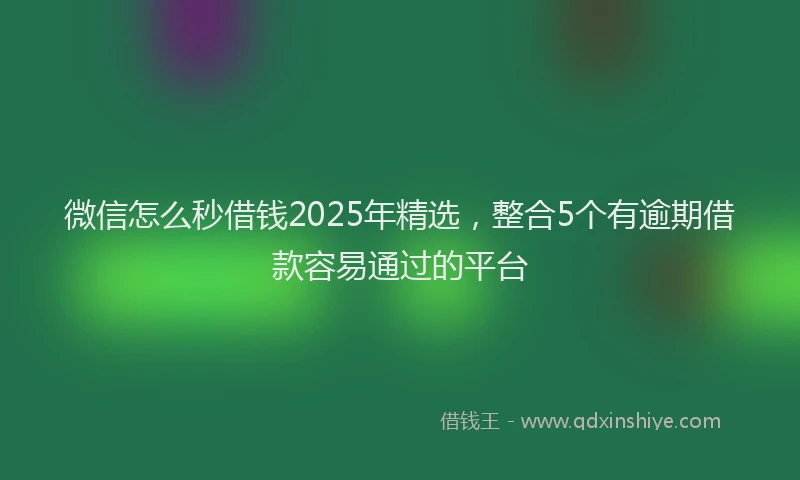 微信怎么秒借钱2025年精选，整合5个有逾期借款容易通过的平台