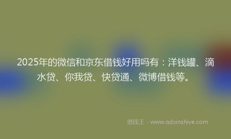2025年的微信和京东借钱好用吗有：洋钱罐、滴水贷、你我贷、快贷通、微博借钱等。