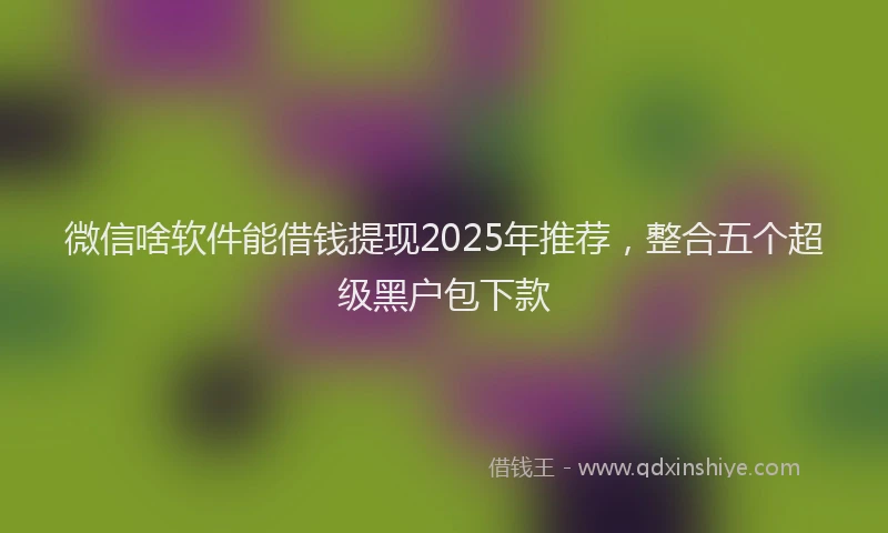 微信啥软件能借钱提现2025年推荐，整合五个超级黑户包下款