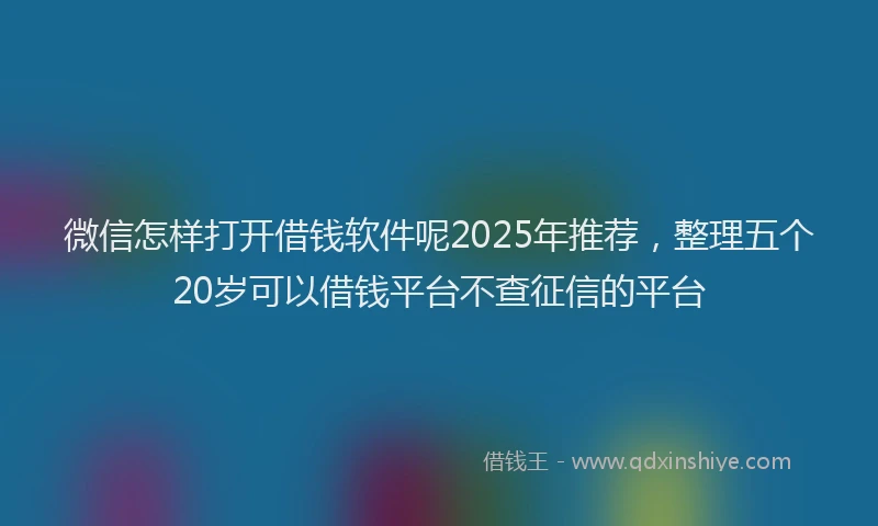 微信怎样打开借钱软件呢2025年推荐，整理五个20岁可以借钱平台不查征信的平台