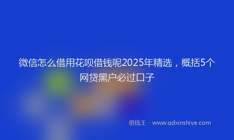微信怎么借用花呗借钱呢2025年精选，概括5个网贷黑户必过口子