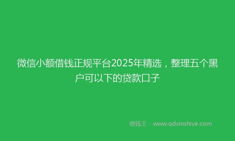 微信小额借钱正规平台2025年精选，整理五个黑户可以下的贷款口子