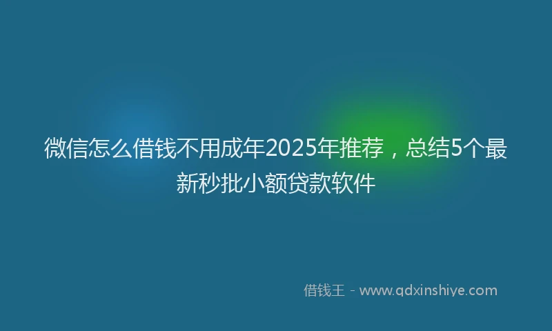 微信怎么借钱不用成年2025年推荐，总结5个最新秒批小额贷款软件