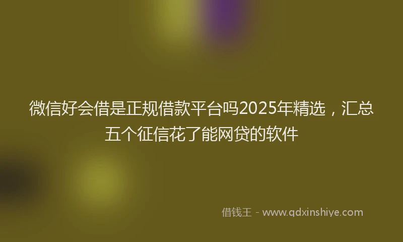 微信好会借是正规借款平台吗2025年精选，汇总五个征信花了能网贷的软件