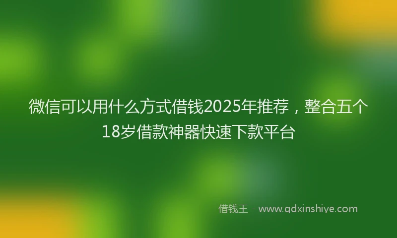 微信可以用什么方式借钱2025年推荐，整合五个18岁借款神器快速下款平台