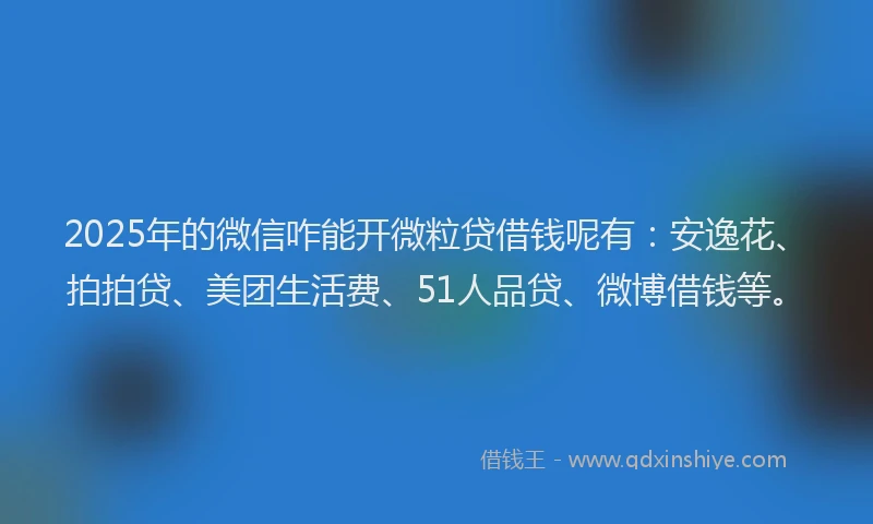 2025年的微信咋能开微粒贷借钱呢有：安逸花、拍拍贷、美团生活费、51人品贷、微博借钱等。
