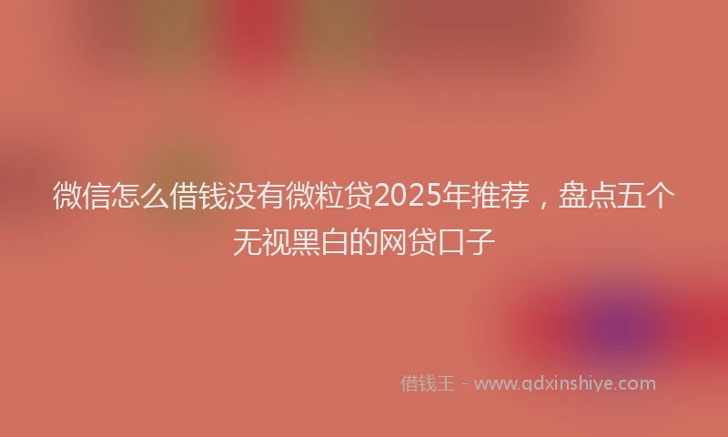 微信怎么借钱没有微粒贷2025年推荐，盘点五个无视黑白的网贷口子