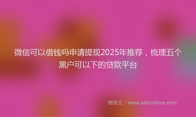 微信可以借钱吗申请提现2025年推荐，梳理五个黑户可以下的贷款平台