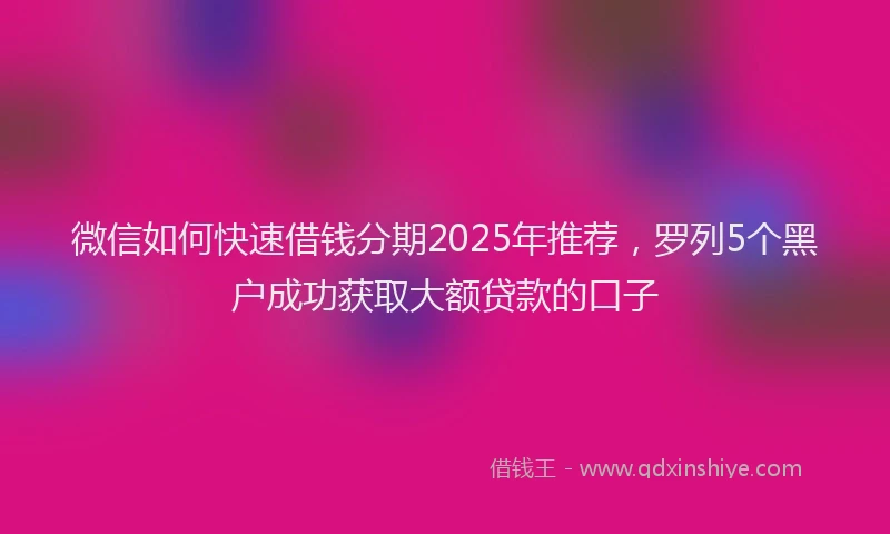 微信如何快速借钱分期2025年推荐，罗列5个黑户成功获取大额贷款的口子