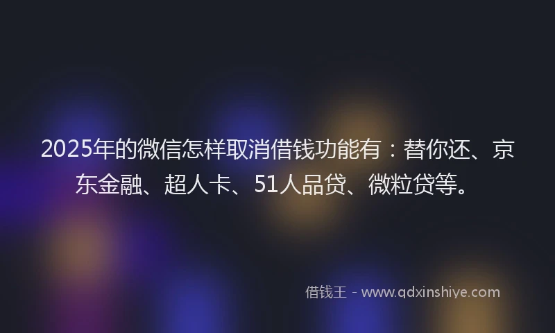 2025年的微信怎样取消借钱功能有：替你还、京东金融、超人卡、51人品贷、微粒贷等。