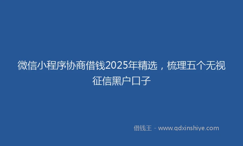 微信小程序协商借钱2025年精选，梳理五个无视征信黑户口子