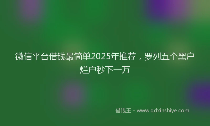 微信平台借钱最简单2025年推荐，罗列五个黑户烂户秒下一万