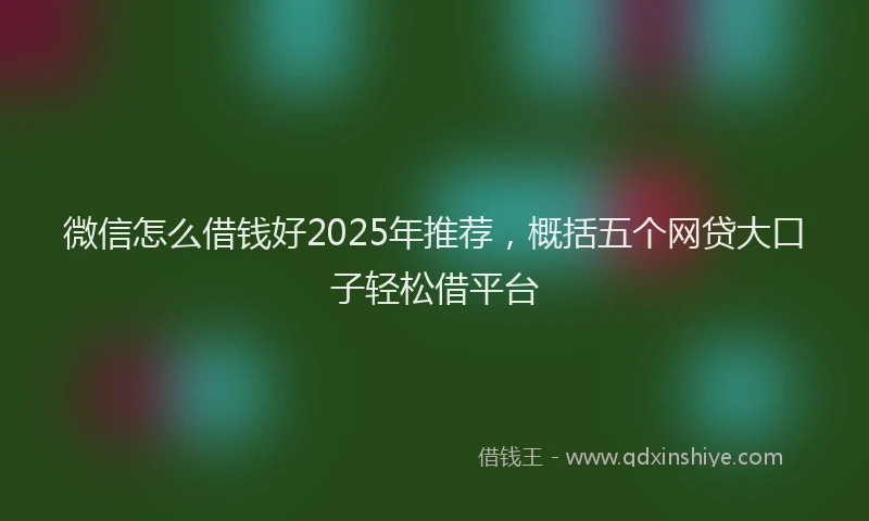 微信怎么借钱好2025年推荐，概括五个网贷大口子轻松借平台