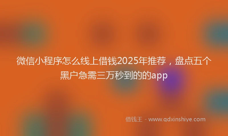 微信小程序怎么线上借钱2025年推荐，盘点五个黑户急需三万秒到的的app