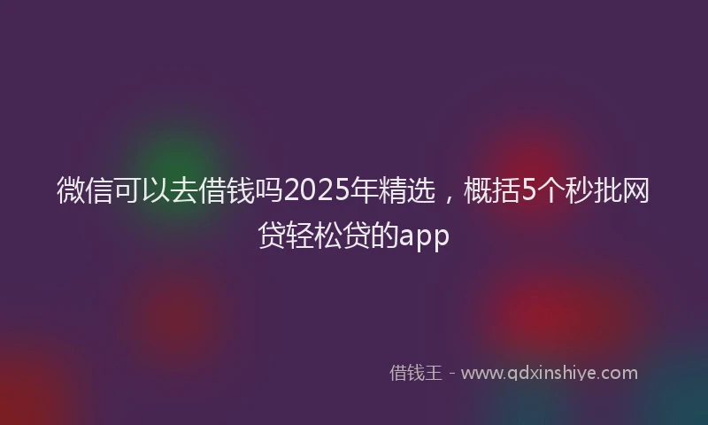 微信可以去借钱吗2025年精选，概括5个秒批网贷轻松贷的app