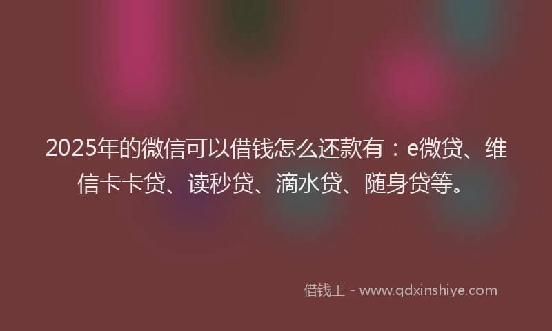 2025年的微信可以借钱怎么还款有：e微贷、维信卡卡贷、读秒贷、滴水贷、随身贷等。