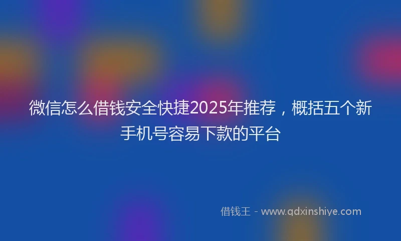 微信怎么借钱安全快捷2025年推荐，概括五个新手机号容易下款的平台