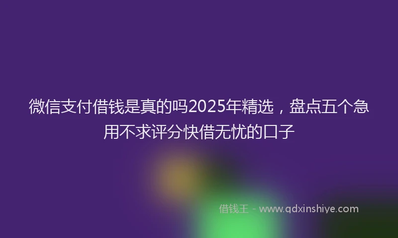 微信支付借钱是真的吗2025年精选，盘点五个急用不求评分快借无忧的口子