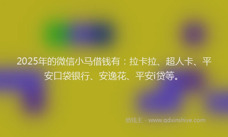 2025年的微信小马借钱有：拉卡拉、超人卡、平安口袋银行、安逸花、平安i贷等。