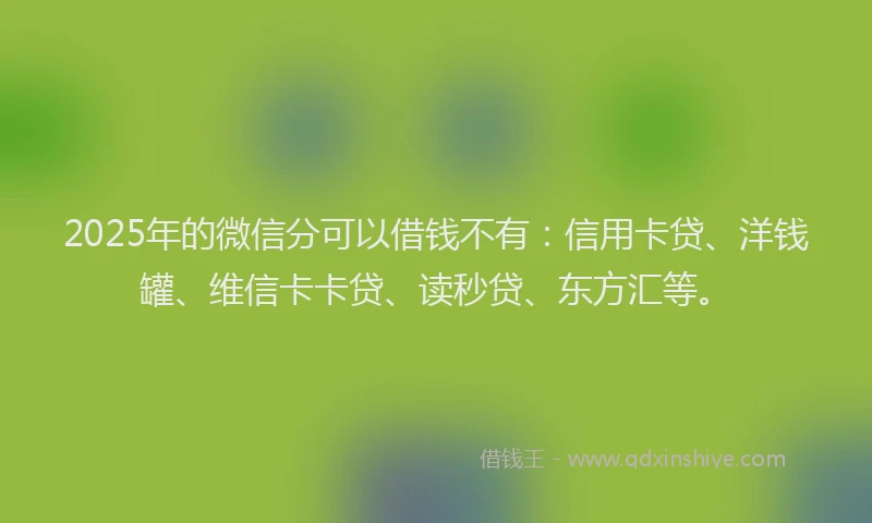 2025年的微信分可以借钱不有：信用卡贷、洋钱罐、维信卡卡贷、读秒贷、东方汇等。